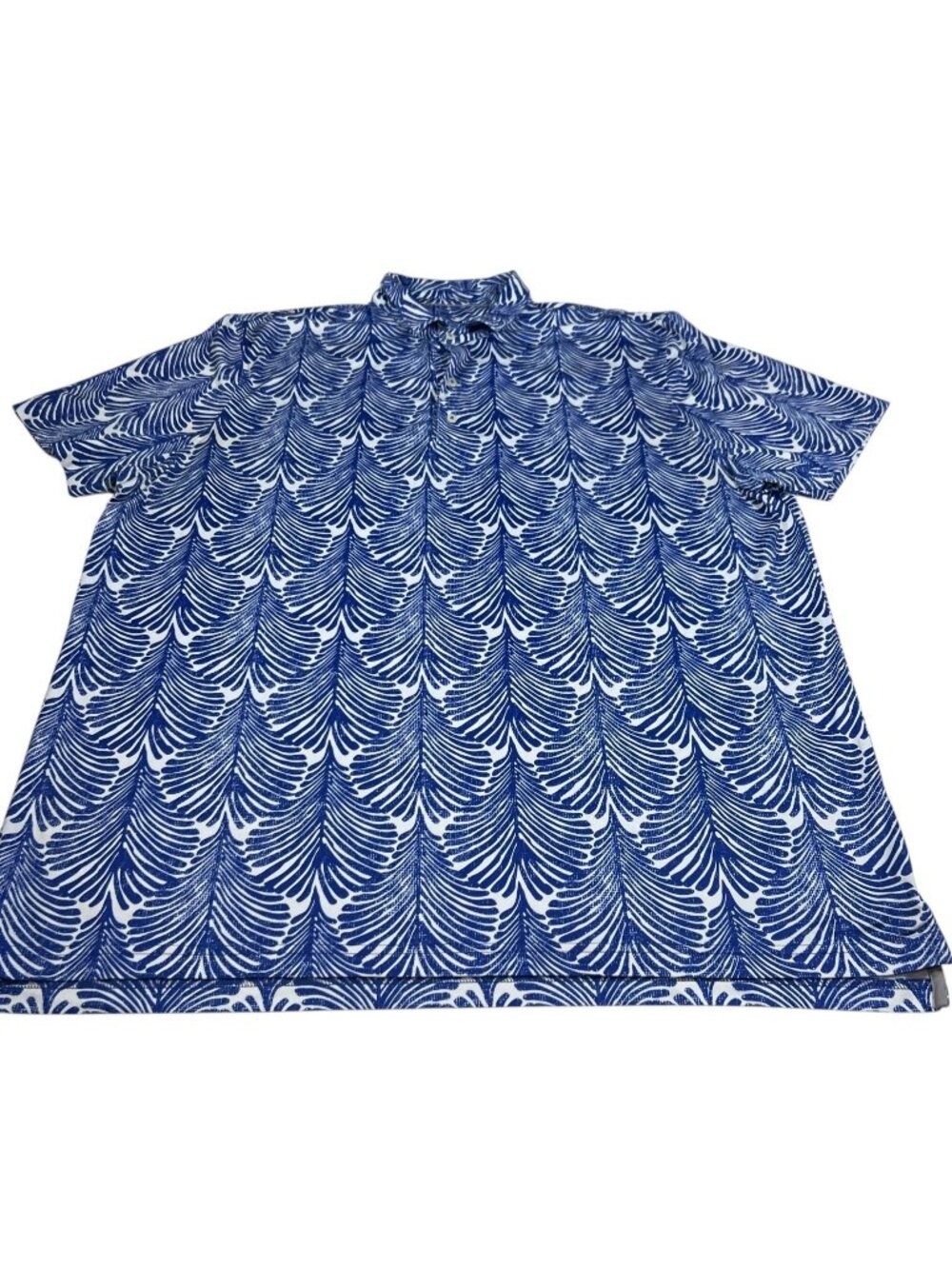 Johnnie O Prep-Formance Mens Blue Floral Leaf AOP Polo Shirt Size 2XL